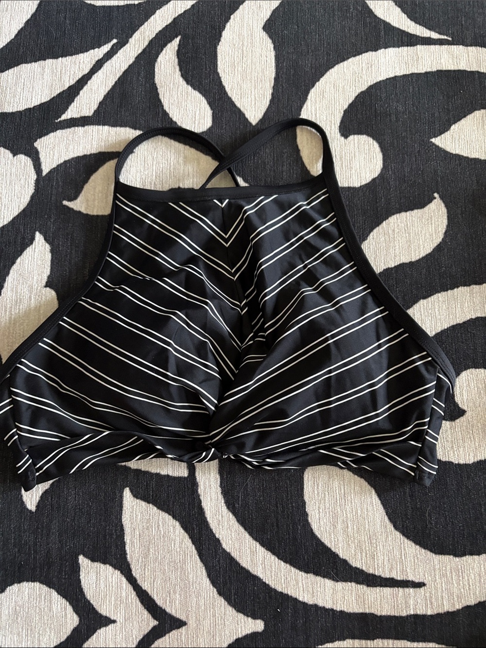 Shade & Shore Black and White Striped High-Neck Camisole